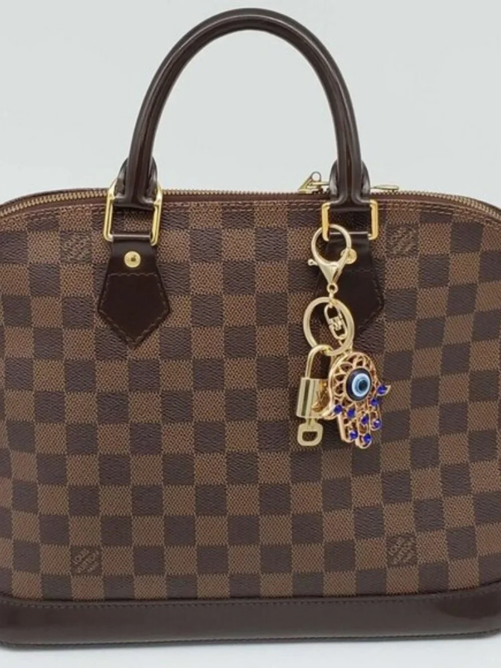 LV Authentic Gold Padlock 🔒 Key Set w/ Unbranded Evil Eye Keychain Charm